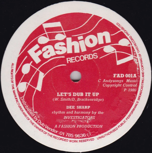 DEE SHARP, Let's Dub It Up (Fashion Records; FAD 001, UK 1980, Company Sleeve) 12" VG/VG+