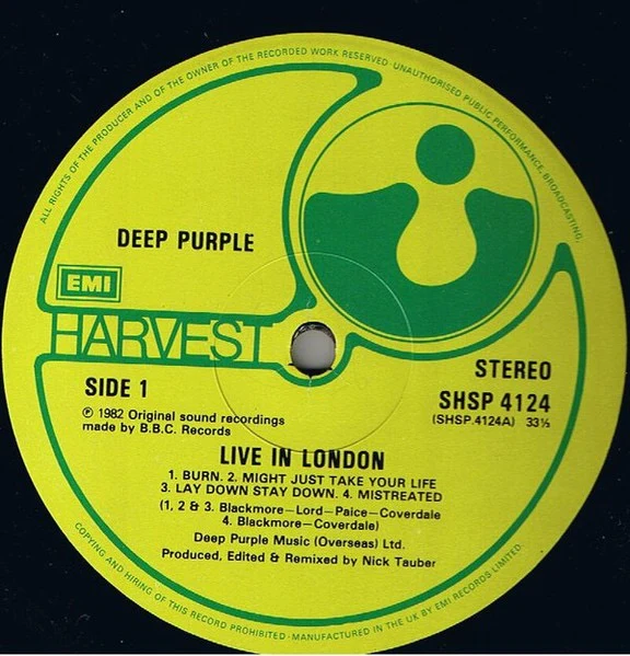 DEEP PURPLE, Live In London (Harvest; SHSP 4124, UK 1982, Inner) LP VG/VG - Image 3