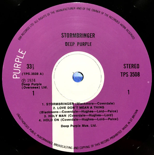DEEP PURPLE, Stormbringer (Purple; TPS3508, UK 1974, Garrod & Lofthouse Sleeve, 1st Pressing - A1U/B1U Matrix - No EMI Logo) LP VG/G+ - Image 3