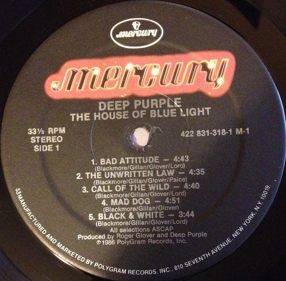 DEEP PURPLE, The House Of Blue Light (Mercury; 831 318-1 M-1, US 1987, NO Inner, 53-Hauppauge Pressing) LP VG/VG - Image 3