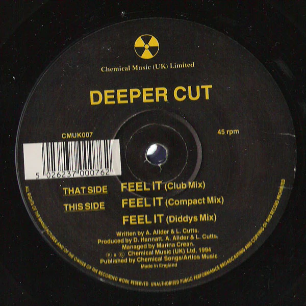 DEEPER CUT, Feel It (Chemical Music (UK) Limited ; CMUK007, UK 1994, Company Sleeve), SALE - Up to 50% Off the Original Price  12" EP G+/G+