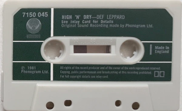 DEF LEPPARD, High 'N' Dry (Vertigo; 7150 045, 	UK 1981) Cassette VG+/VG+ - Image 2