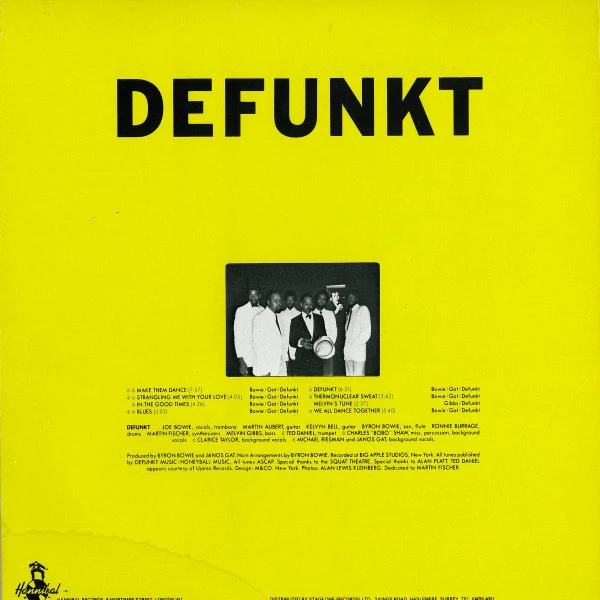 DEFUNKT, Defunkt (Hannibal Records; HNBL 1301, UK 1980) LP VG/VG - Image 2
