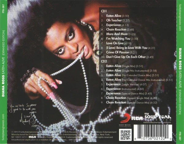 DIANA ROSS, Eaten Alive (Funkytowngrooves; FTG-387, US 2014 Reissue) CD VG/VG+ - Image 2