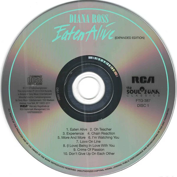 DIANA ROSS, Eaten Alive (Funkytowngrooves; FTG-387, US 2014 Reissue) CD VG/VG+ - Image 3