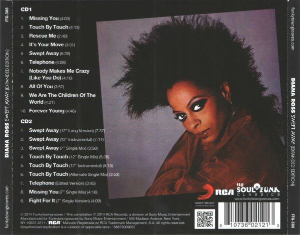 DIANA ROSS, Swept Away (Funkytowngrooves; FTG-386, US 2014 Reissue, Expanded Edition) 2xCD EX/VG+ - Image 2