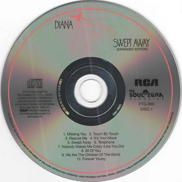 DIANA ROSS, Swept Away (Funkytowngrooves; FTG-386, US 2014 Reissue, Expanded Edition) 2xCD EX/VG+ - Image 3
