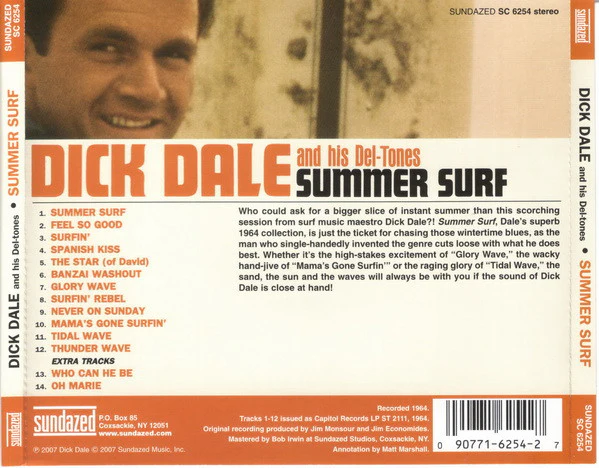 DICK DALE AND HIS DEL-TONES, Summer Surf (Sundazed Music; SC 6254, US 2007, Jewel Case) CD VG+/VG+ - Image 2
