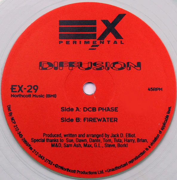 DIFFUSION, DCB Phase / Firewater (EXperimental; EX-29, US 1994, Plain Sleeve, Clear Vinyl) 12" /VG