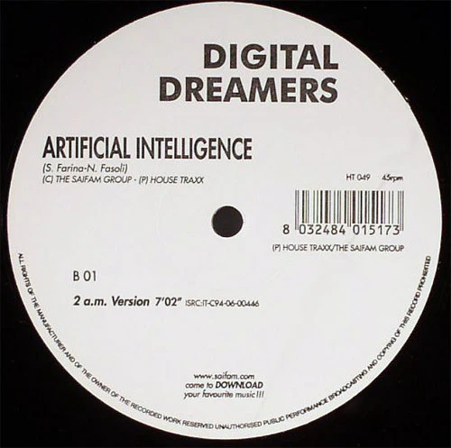 DIGITAL DREAMERS, Artificial Intelligence (House Traxx; HT 049, Italy 2006, Plain Sleeve) 12" /G+ - Image 2
