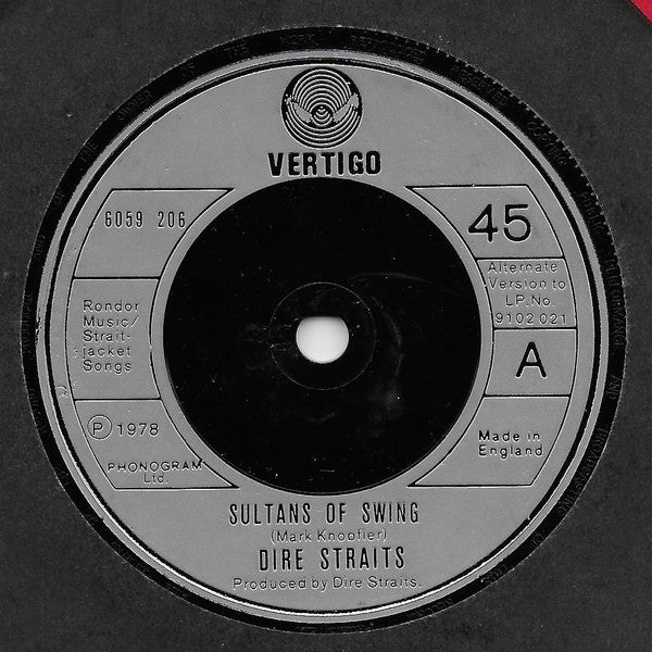 DIRE STRAITS, Sultans Of Swing (Vertigo; 6059 206, UK 1978, Company Sleeve, Silver Injection Label) 7" VG/VG+