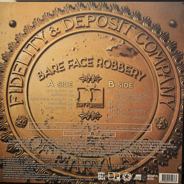DIRT PLATOON, Bare Face Robbery (Effiscienz; EFFI011LP, France 2015, Black Inner, Limited Edition, Yellow Vinyl) LP VG+/EX - Image 2
