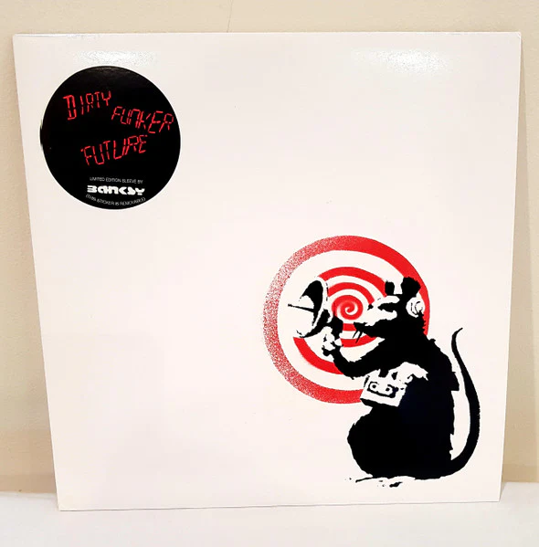 DIRTY FUNKER, Future (Spirit Recordings; DF007, UK 2008, Limited Banksy Cover White/Red, Promo Sticker On Sleeve) LP G+/G+