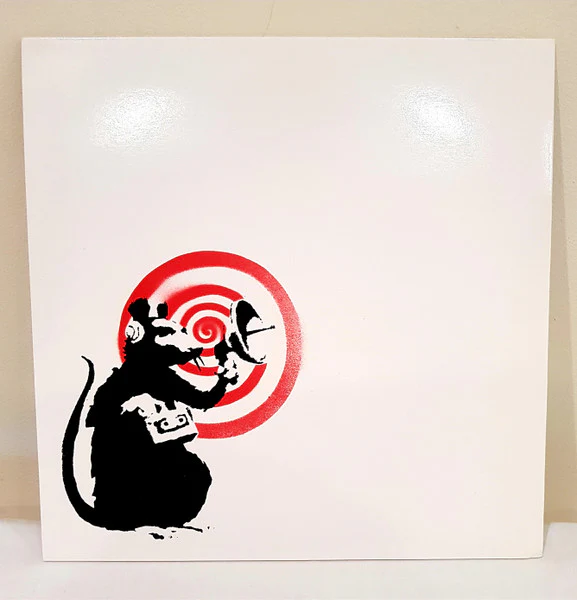 DIRTY FUNKER, Future (Spirit Recordings; DF007, UK 2008, Limited Banksy Cover White/Red, Promo Sticker On Sleeve) LP G+/G+ - Image 2