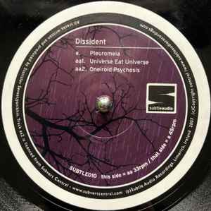 DISSIDENT, Pleuromeia / Universe Eat Universe / Oneiroid Psychosis (Subtle Audio Recordings; SUBTLE010, Ireland 2008, Die Cut Company Sleeve) 12" VG+/VG+ - Image 3