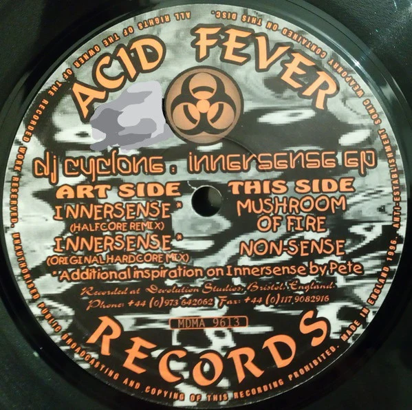 DJ CYCLONE, Innersense EP (Acid Fever Records; MDMA 9613, UK 1996), SALE - Up to 50% Off the Original Price 12" EP /VG