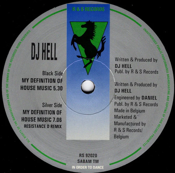 DJ HELL, My Definition Of House Music (R & S Records; RS 92020, Belgium 2006 Reissue, Stickered Company Sleeve) 12" VG/VG - Image 2