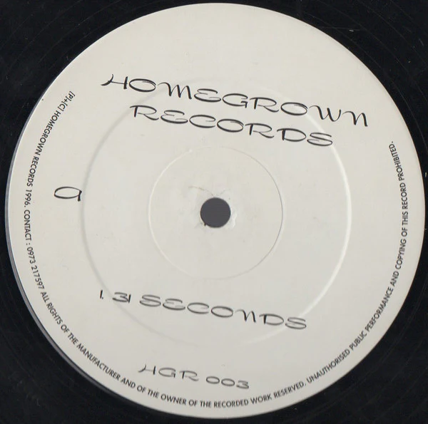 DJ POOCH, 31 Seconds / Mixing It Up (Homegrown Records; HGR 003, UK 1996, No Picture Sleeve) 12" /F