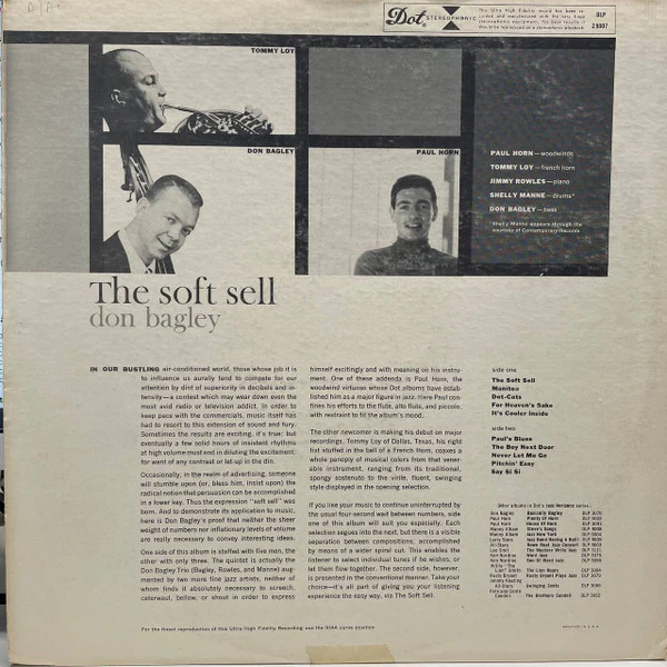 DON BAGLEY, Jazz Horizons: The Soft Sell (Dot Records; DLP 29007, US 1959), SALE - Up to 50% Off the Original Price LP VG/VG - Image 2