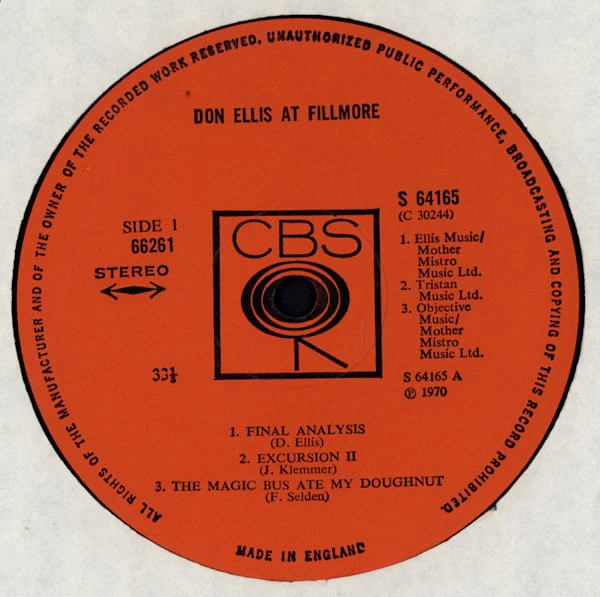 DON ELLIS, At Fillmore (CBS Orange (33 1/3 On Label); 66261, UK 1970, Gatefold) 2xLP VG/VG - Image 3