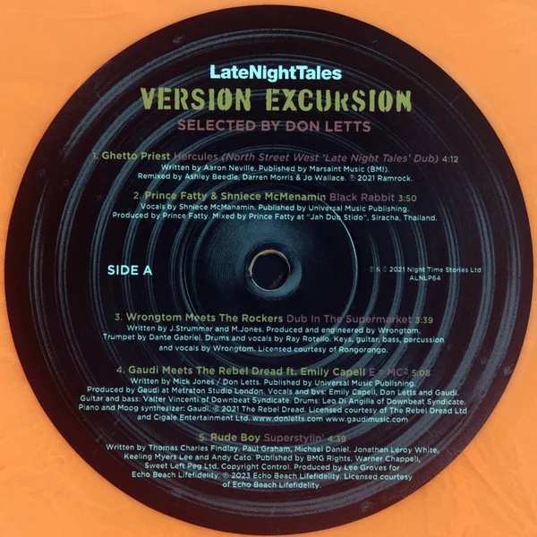 DON LETTS (VARIOUS ARTISTS), LateNightTales (Version Excursion) (LateNightTales; ALNLP64W, Europe 2021, Limited Numbered Edition / Orange Fluorescent Vinyl) 2xLP EX/EX - Image 3