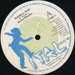 DONNA RHODEN, Warm & True / Warm Dub (Ital; ITD 0025, UK 1983) LP /VG+