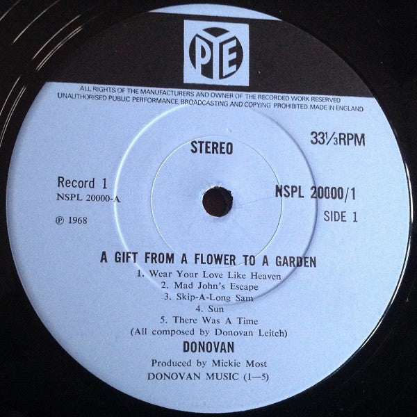 DONOVAN, Gift from a Flower to a Garden (Pye Blue With Top Black Stripe; NPLS20000, UK 1968, Box Set, Folder & 12 Prints, Stereo) 2xLP VG/VG - Image 3