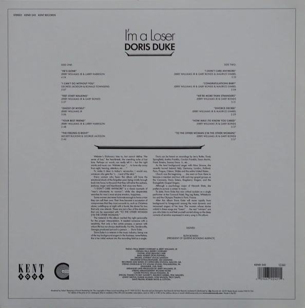 DORIS DUKE, I'm A Loser (Canyon; KEND 242, UK 2010 Reissue) LP VG+/VG+ - Image 2
