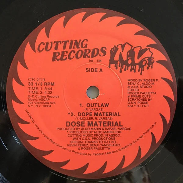 DOSE MATERIAL, Outlaw (Cutting Records; CR-219, US 1988, Plain Sleeve) 12" /G+