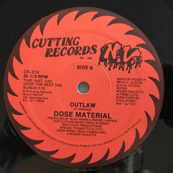 DOSE MATERIAL, Outlaw (Cutting Records; CR-219, US 1988, Plain Sleeve) 12" /G+ - Image 2