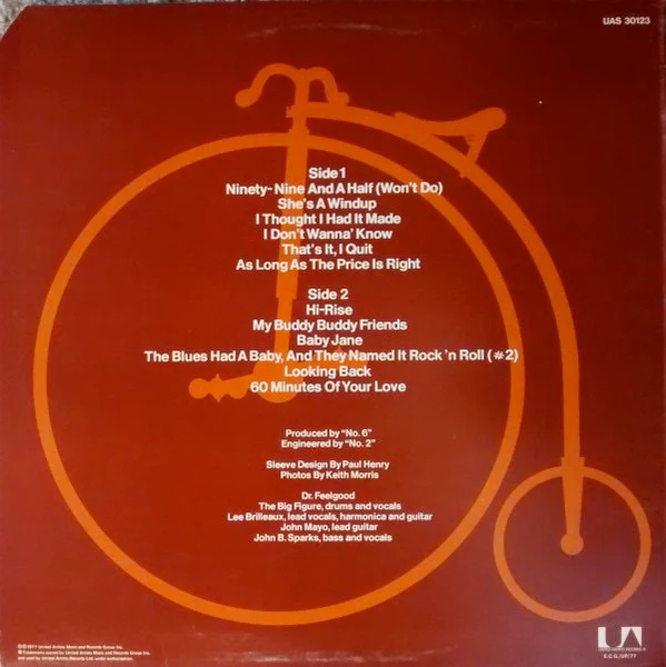 DR FEELGOOD, Be Seeing You (UA; UAS 30123, UK 1977) LP VG/G+ - Image 2