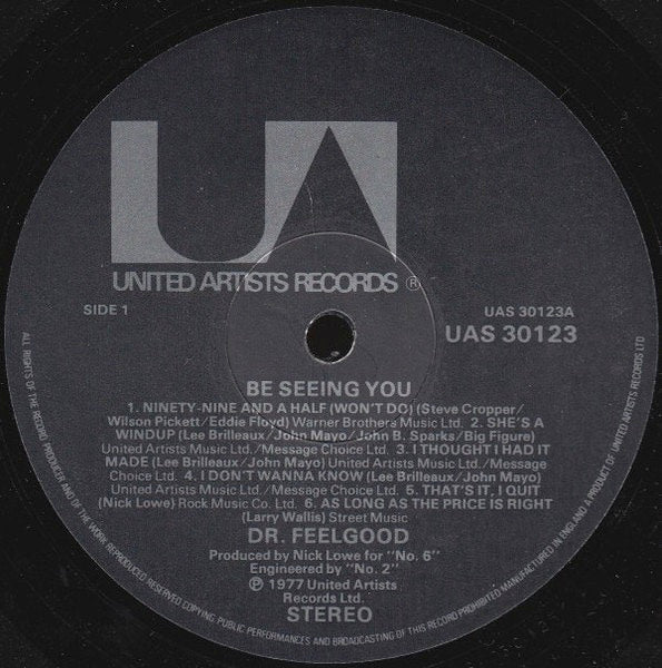 DR FEELGOOD, Be Seeing You (UA; UAS 30123, UK 1977) LP VG/G+ - Image 3