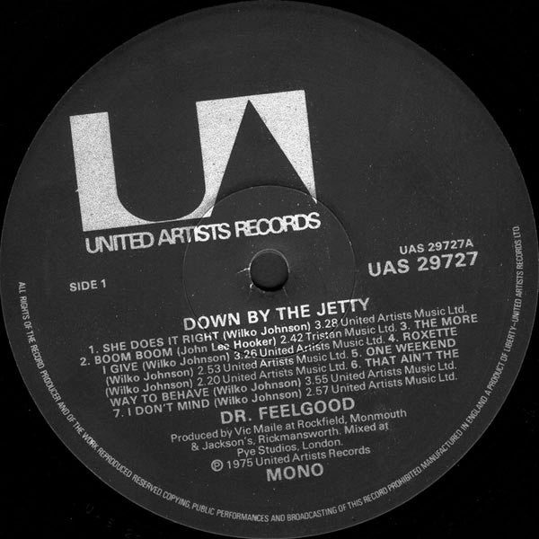 DR. FEELGOOD, Down By The Jetty (United Artists Records; UAS 29727, UK 1975, Laminated Sleeve, DOF/DA/75 On Rear, Mono) LP VG/G+ - Image 3