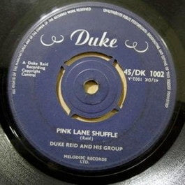 DUKE REID / LAUREL AITKEN, Pink Lane Shuffle / Low Down Dirty Girl (Duke; 45/DK 1002 , UK 1960, 4-Prong Centre) 7" /G+