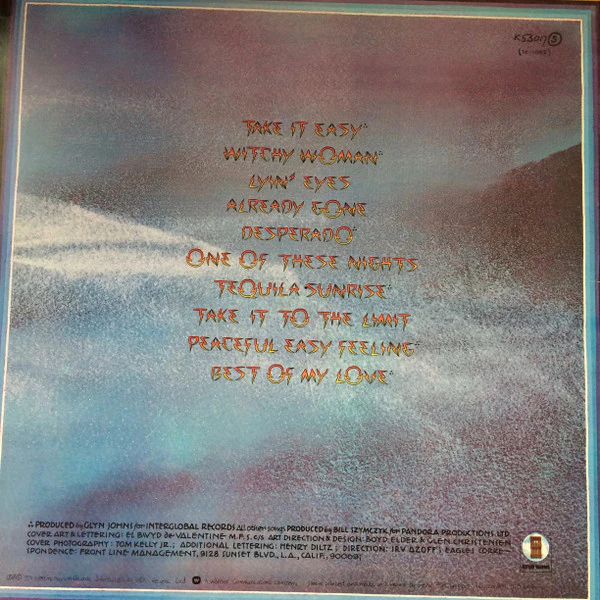 EAGLES, Their Greatest Hits (1971-1975) (Asylum Records; K 53017, UK 1970s Reissue, Non-Embosssed, Strawberry Run-Out) LP VG+/VG - Image 2