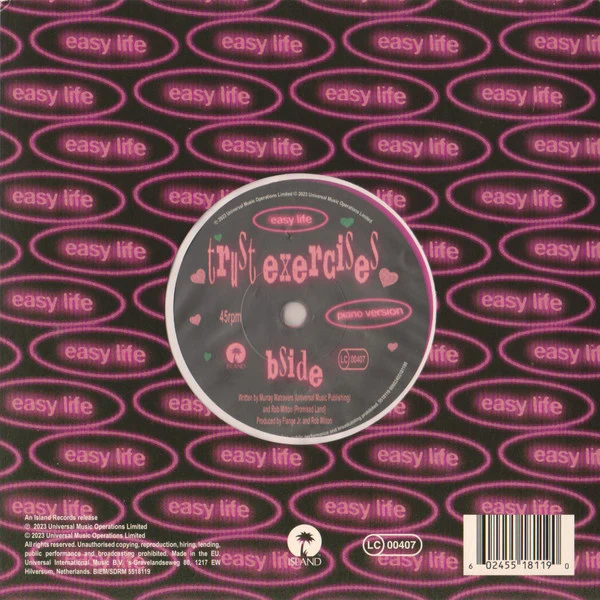 EASY LIFE, Trust Exercises (Island Records; 5518119, UK 2023, Picture sleeve, Pink Vinyl) 7" EX/EX - Image 2
