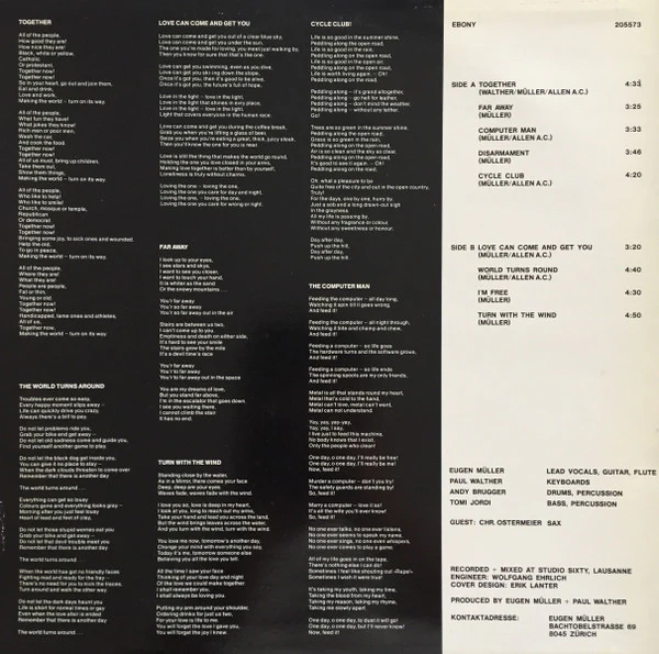 EBONY, Together (Not On Label ; 205573, Switzerland 1985) LP VG/VG+ - Image 2