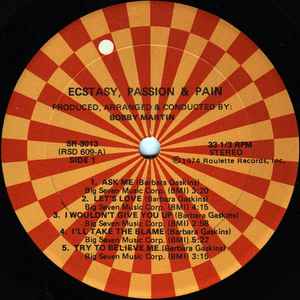 ECSTASY, PASSION & PAIN, Ecstasy, Passion & Pain (Roulette; SR-3013, US 1974) LP VG/VG - Image 3