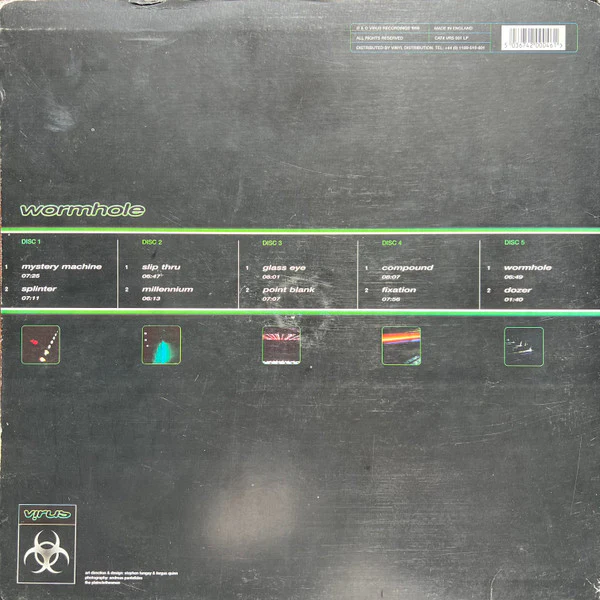 ED RUSH & OPTICAL, Wormhole (Virus Recordings; VRS 001 LP, UK 1998, Picture Sleeve, 5 Inners) 5x12" G/G+ - Image 2