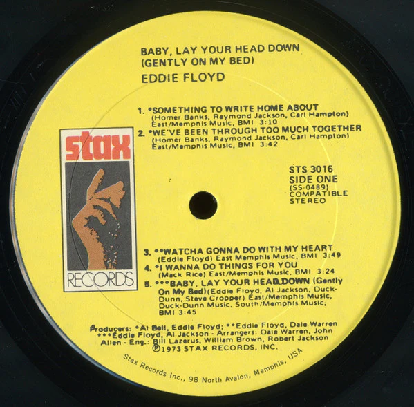 EDDIE FLOYD, Baby Lay Your Head Down (Gently On My Bed) (Stax; STS-3016, US 1973, Company Inner), SALE - Up to 50% Off the Original Price  LP G+/VG - Image 3