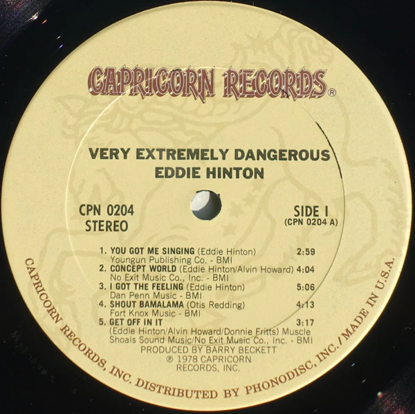EDDIE HINTON, Very Extremely Dangerous (Capricorn; CPN0204, US 1978, Company Inner) LP VG/VG - Image 3
