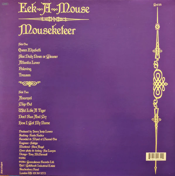 EEK-A-MOUSE, Mouseketeer (Greensleeves Records; GREL 65, UK ) LP VG/VG+ - Image 2