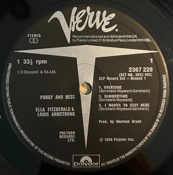 ELLA FITZGERALD AND LOUIS ARMSTRONG, Porgy And Bess (Verve Records; 2632 052, Germany 1979 Reissue, Gatefold) 2xLP VG/VG - Image 3