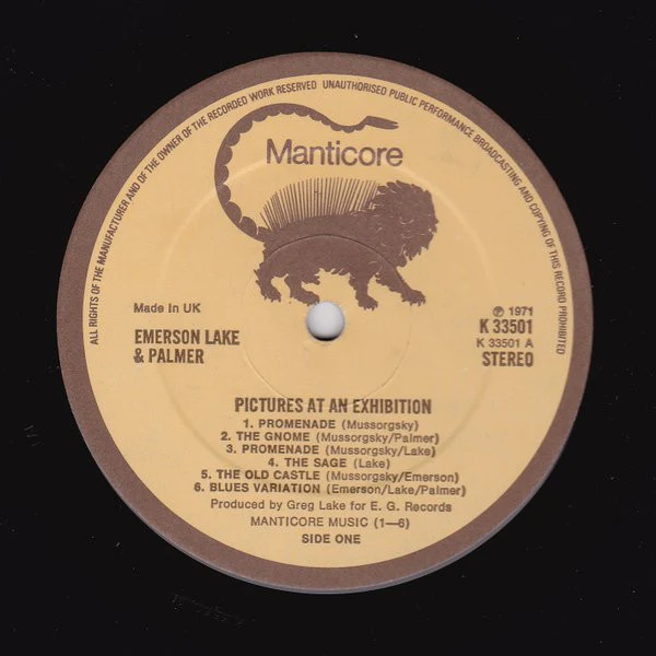 ELP (EMERSON, LAKE & PALMER), Pictures at an Exhibition (Manticore; K 33501, UK 1973 Reissue, Gatefold) LP VG+/VG+ - Image 2