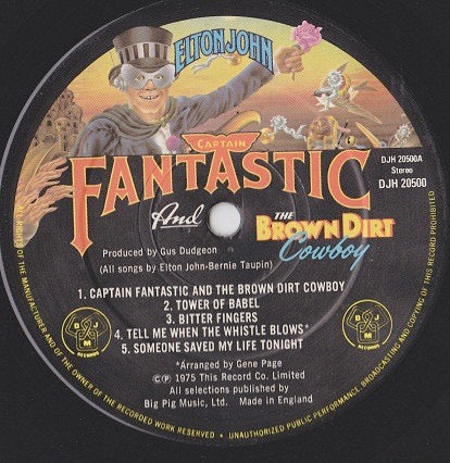 ELTON JOHN, Captain Fantastic and the Brown Dirt Cowboy (DJM Records; DJH 20500, UK 1975 Reissue, Gatefold, 2 Booklets, Poster, A10/B10) LP G+/VG+ - Image 3