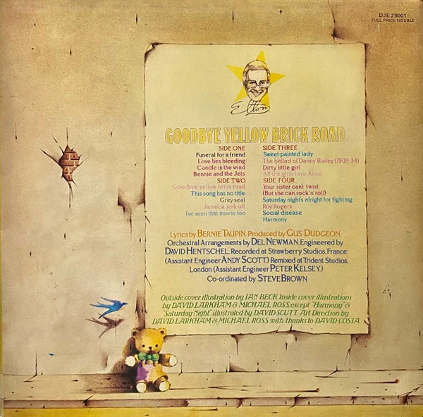 ELTON JOHN, Goodbye Yellow Brick Road (DJM Records Black and Yellow; DJE29001, UK 1976 Reissue, Triple Gatefold, No Printers Credit) 2xLP VG/VG - Image 2