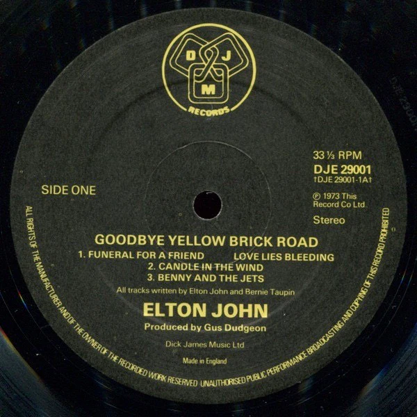 ELTON JOHN, Goodbye Yellow Brick Road (DJM Records Black and Yellow; DJE29001, UK 1976 Reissue, Triple Gatefold, No Printers Credit) 2xLP VG/VG - Image 3