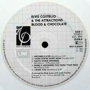ELVIS COSTELLO & THE ATTRACTIONS, Blood & Chocolate (Line; LILP 4.00200, Germany 1986, Insert, White Vinyl) LP VG+/VG+ - Image 3