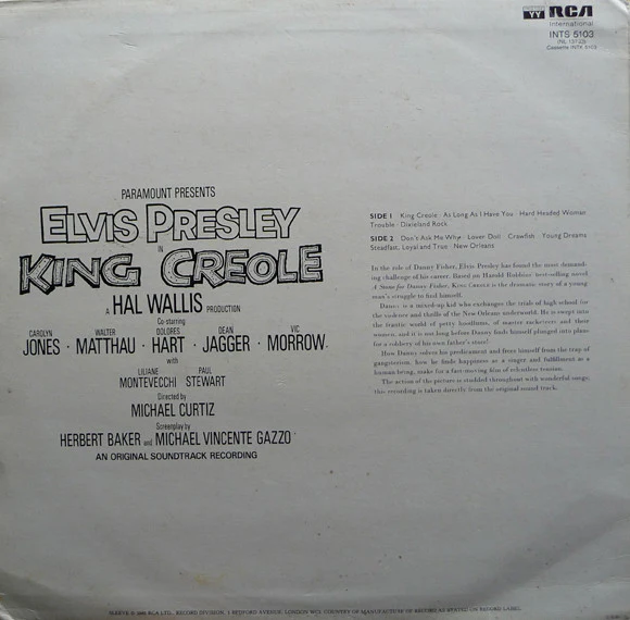 ELVIS PRESLEY, King Creole (RCA International Green Labels; INTS 5103, UK 1981 Reissue) LP VG/G+ - Image 2