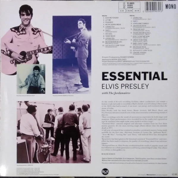 ELVIS PRESLEY WITH THE JORDANAIRES, Essential Elvis (An Original Soundtrack Recording) (RCA; PL 89979, UK 1986, Gatefold, No Promo Insert, Mono) LP VG/VG - Image 2